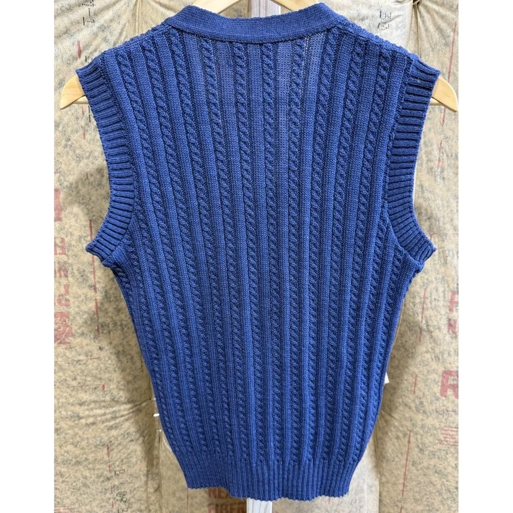 Vintage Pendleton Wool Sweater Vest Mens Blue‎ Button Front USA Size 38 Chunky